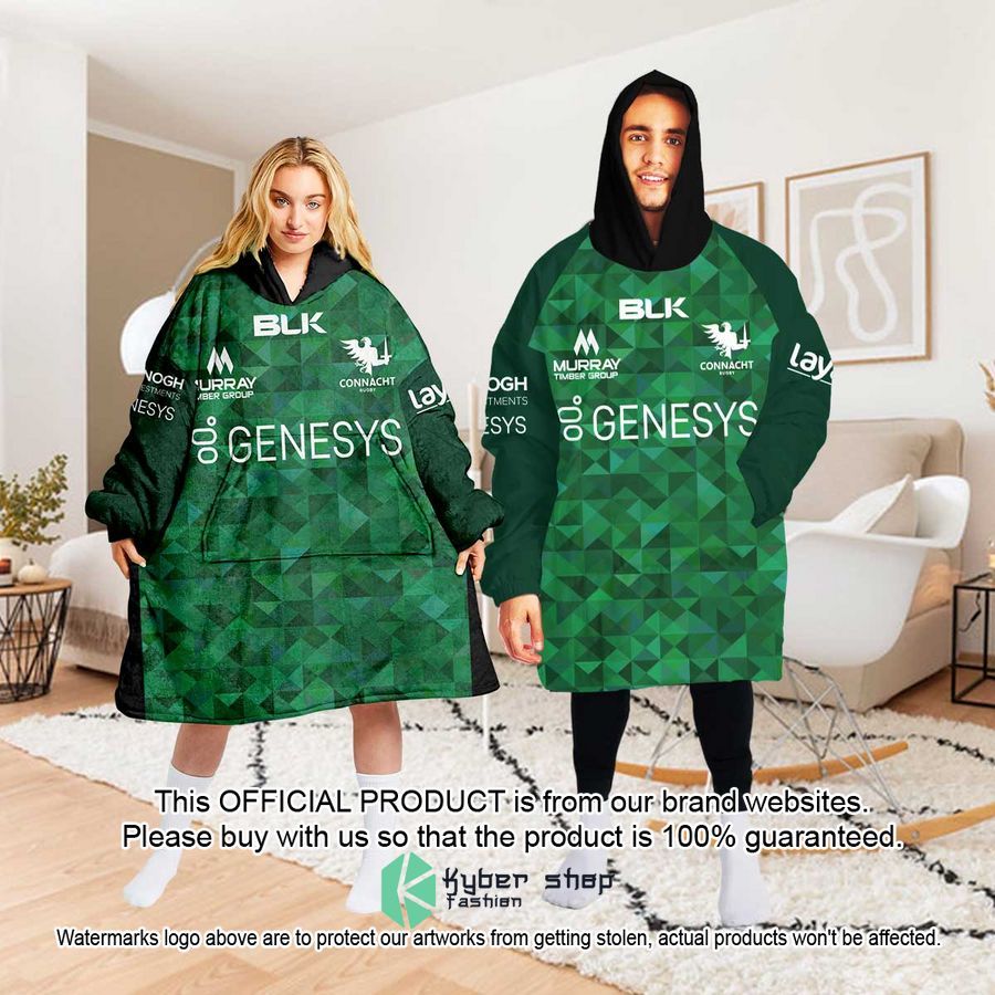 Personalized Ireland Connacht Rugby green Oodie Blanket Hoodie 29