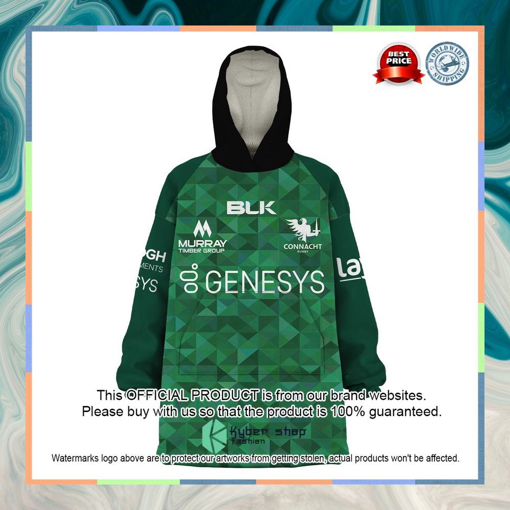 Personalized Ireland Connacht Rugby green Oodie Blanket Hoodie 11
