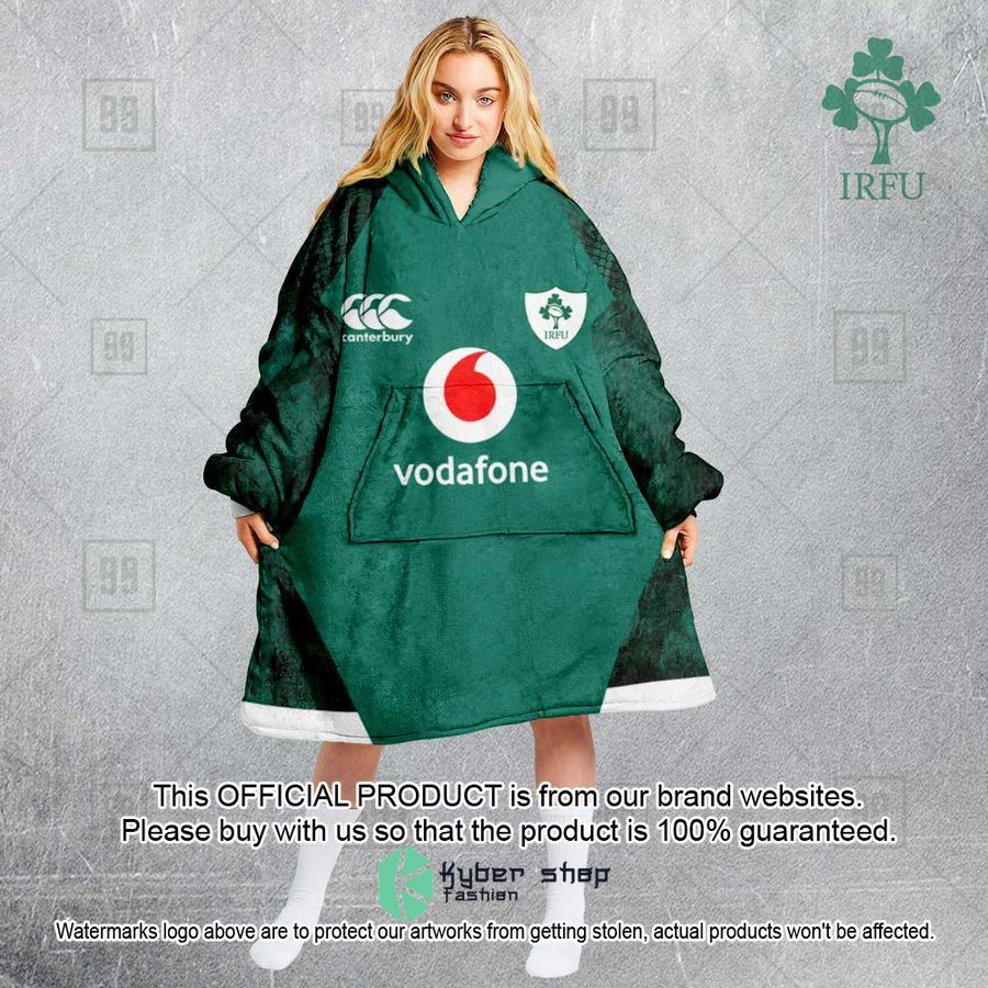 Personalized Ireland National Rugby green Oodie Blanket Hoodie 15
