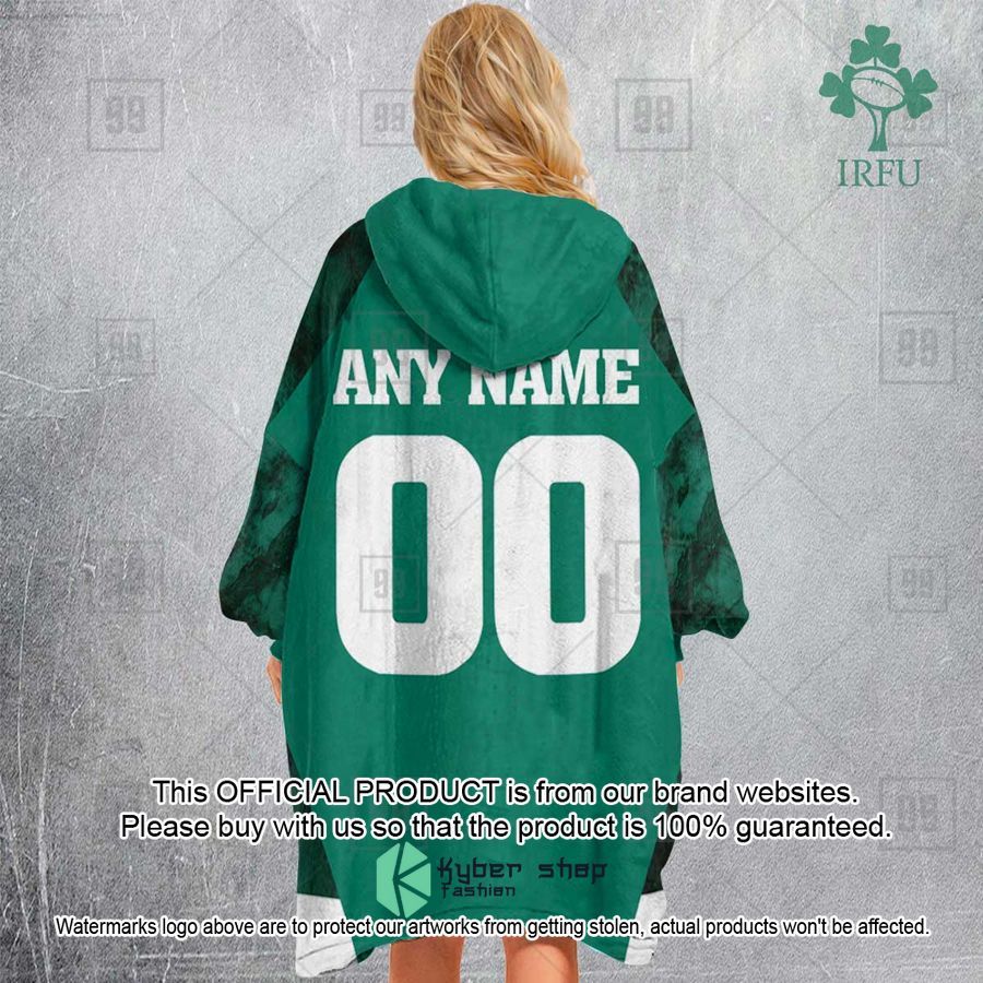 Personalized Ireland National Rugby green Oodie Blanket Hoodie 12