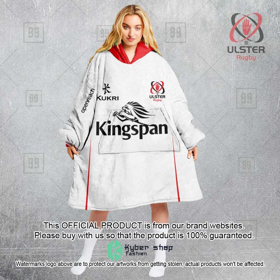 Personalized Ireland Ulster Rugby white Oodie Blanket Hoodie 15