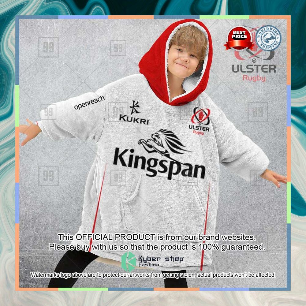 Personalized Ireland Ulster Rugby white Oodie Blanket Hoodie 18