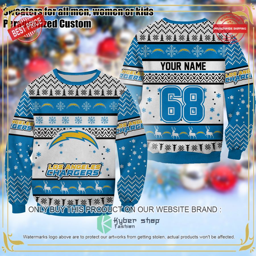 Personalized Los Angeles Chargers Christmas Sweater 4 Personalized Los Angeles Chargers Christmas Sweater word1