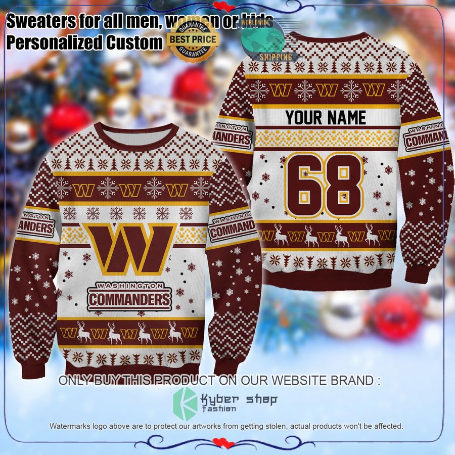 Personalized Washington Commanders Christmas Sweater 3 Personalized Washington Commanders Christmas Sweater word3