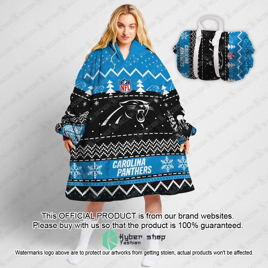 Personalized Xmas Carolina Panthers Oodie Blanket Hoodie