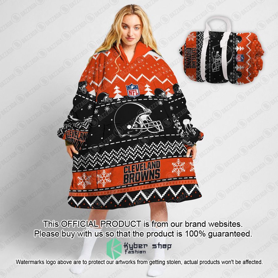 Personalized Xmas Cleveland Browns Oodie Blanket Hoodie