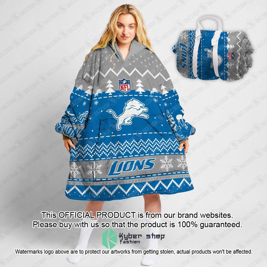 Personalized Xmas Detroit Lions Oodie Blanket Hoodie