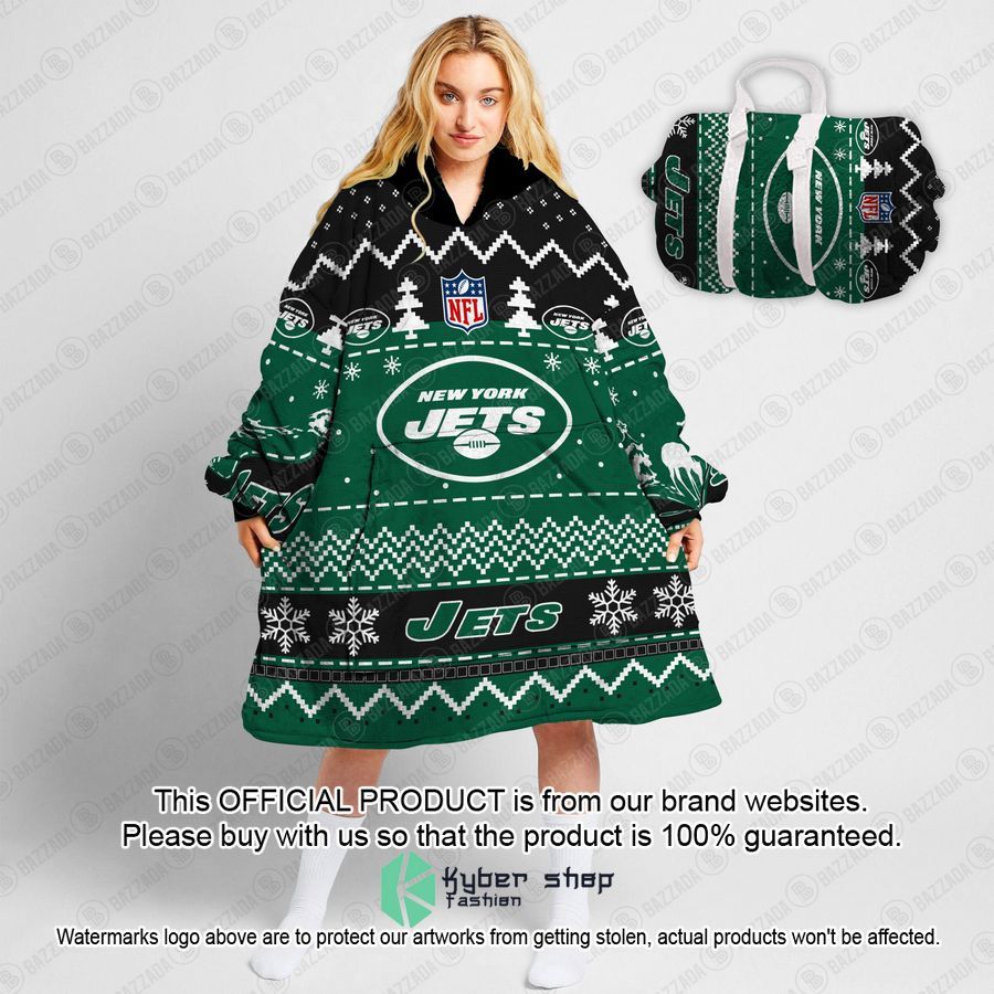 Personalized Xmas New York Jets Oodie Blanket Hoodie