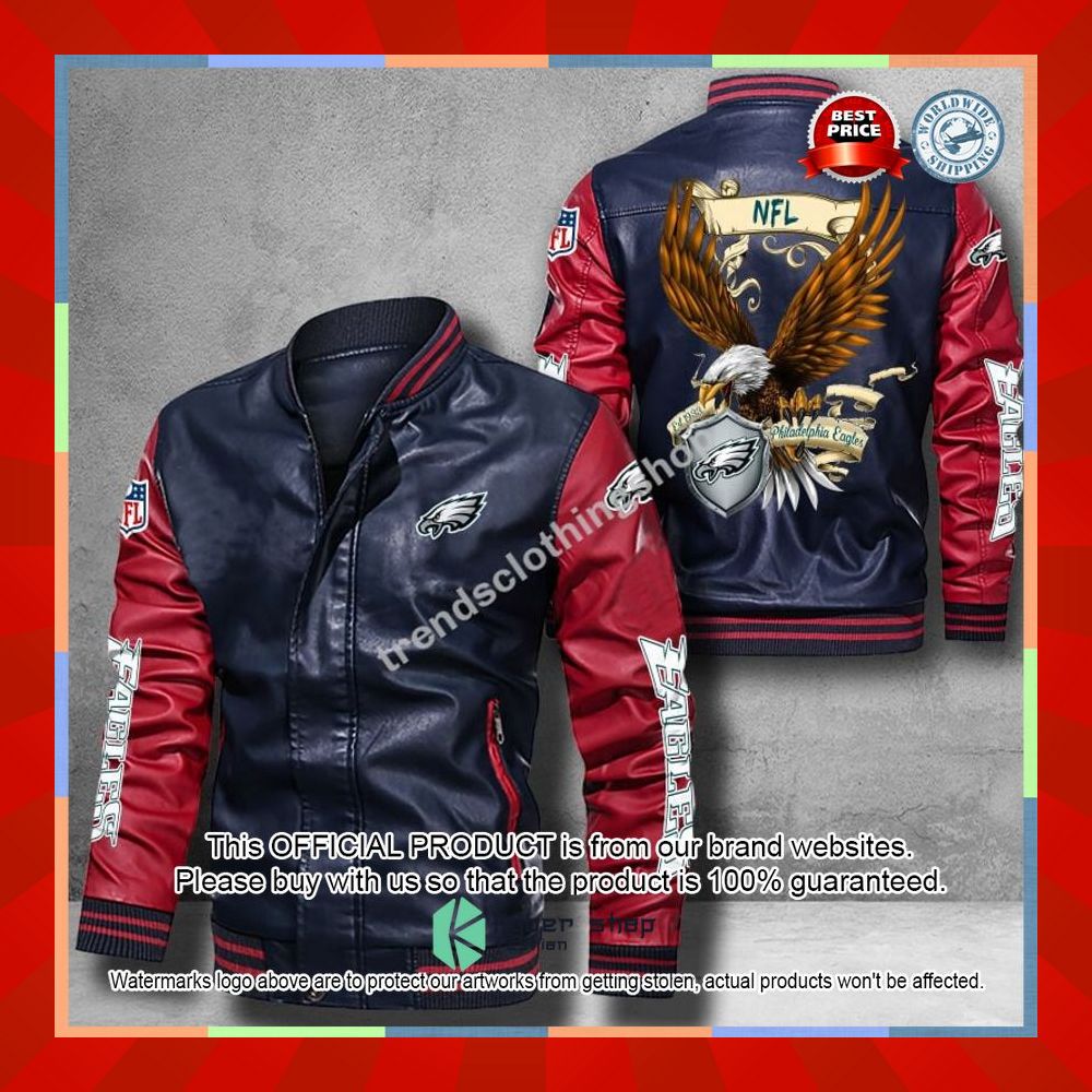 Philadelphia Eagles NFL Eagle Leather Bomber Jacket 10 Philadelphia Eagles NFL Eagle Leather Bomber Jacket word1