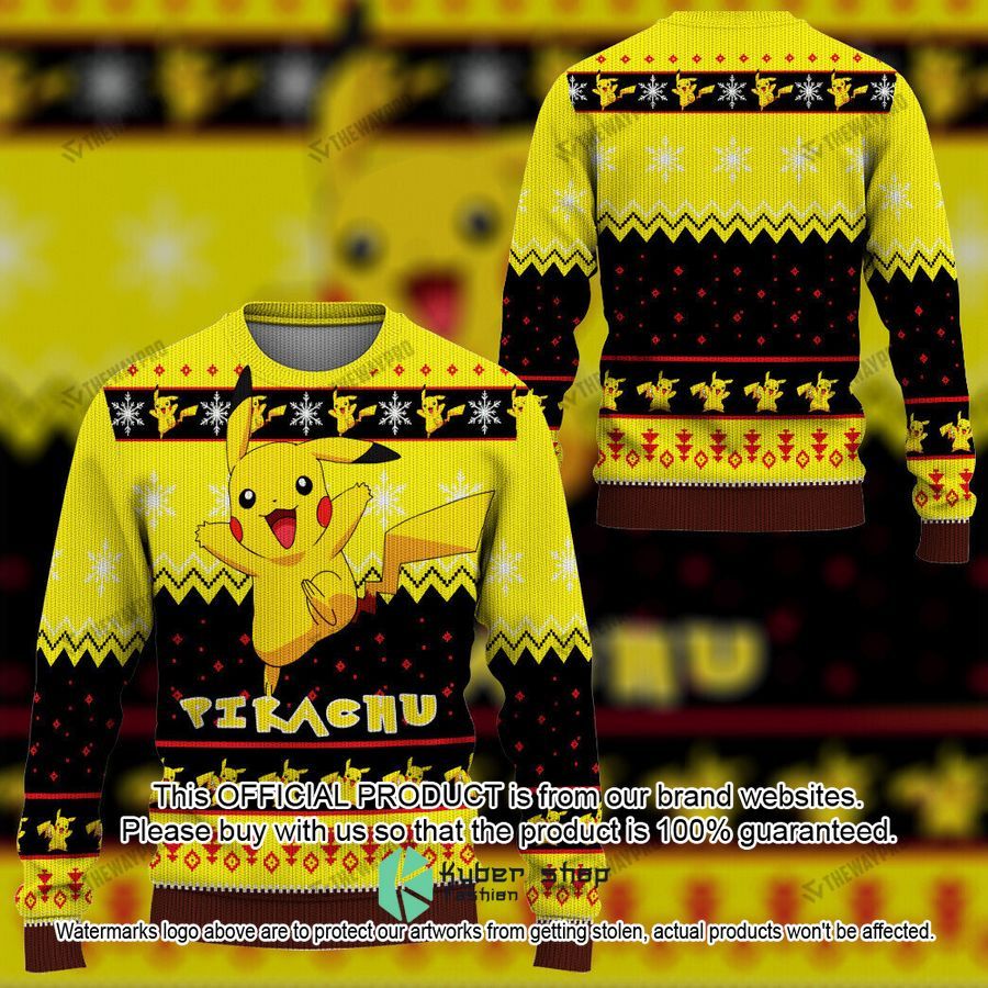 Pikachu black yellow Christmas Sweater 1