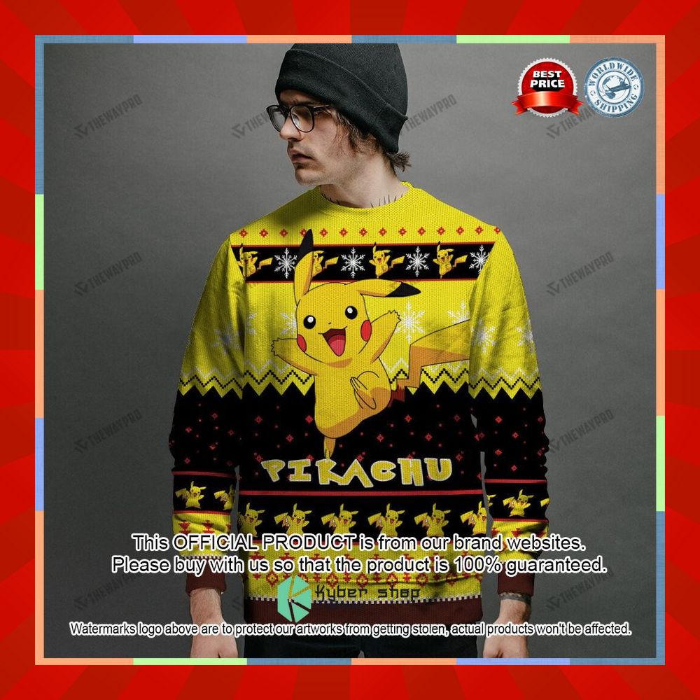 Pikachu black yellow Christmas Sweater 13