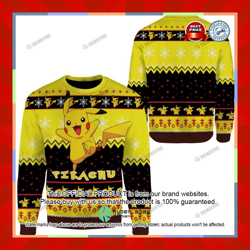 Pikachu black yellow Christmas Sweater 14