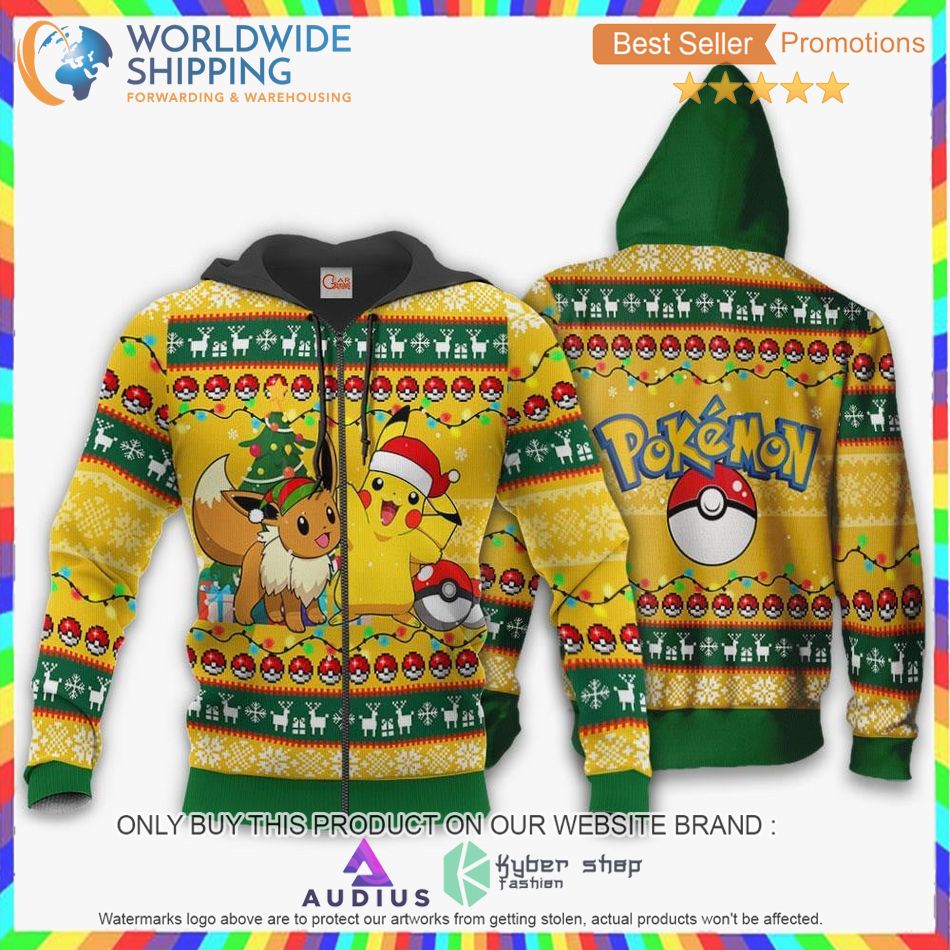 pikachu eevee pokemon anime sweater hoodie 2 47380