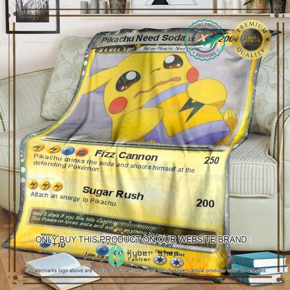 pikachu need soda anime pokemon blanket 1 84546