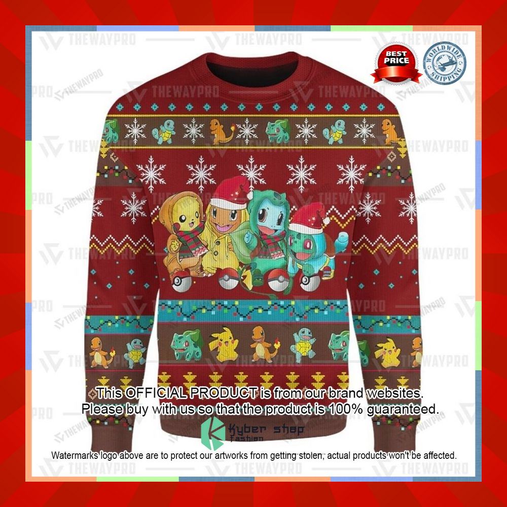 Pokemon Pikachu Charmander Squirtle Bulbasaur Christmas Sweater 31