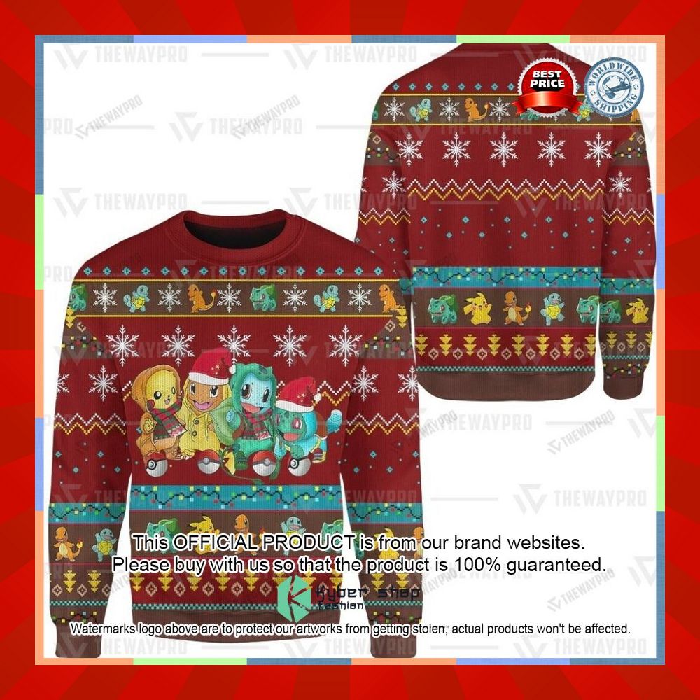 Pokemon Pikachu Charmander Squirtle Bulbasaur Christmas Sweater 18
