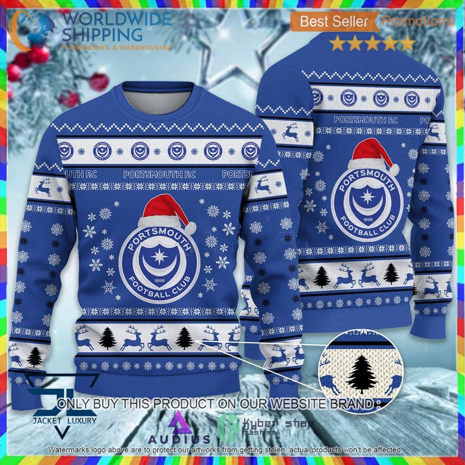 portsmouth f c efl ugly christmas sweater 1 90608