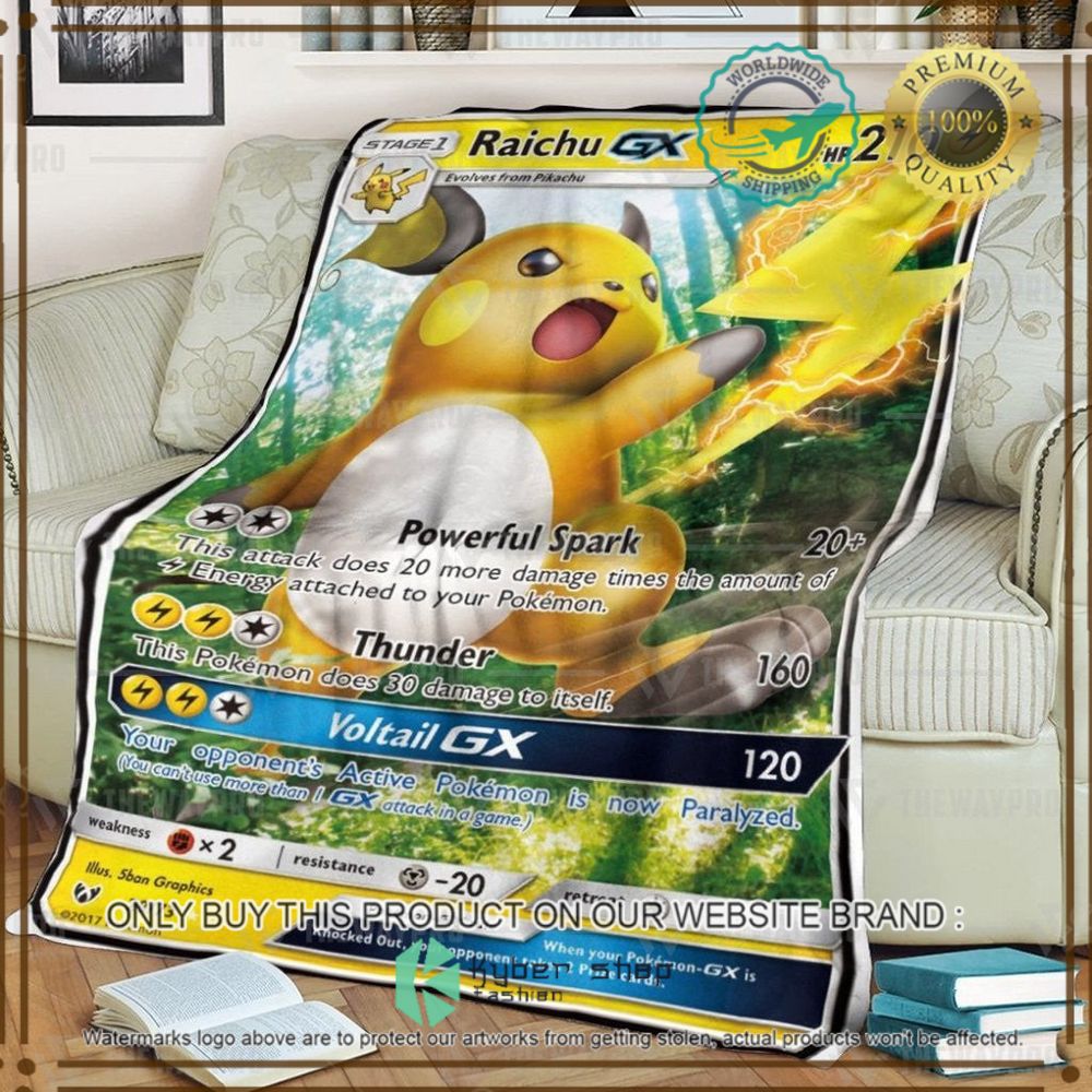 raichu gx shining legends custom pokemon soft blanket 1 8431