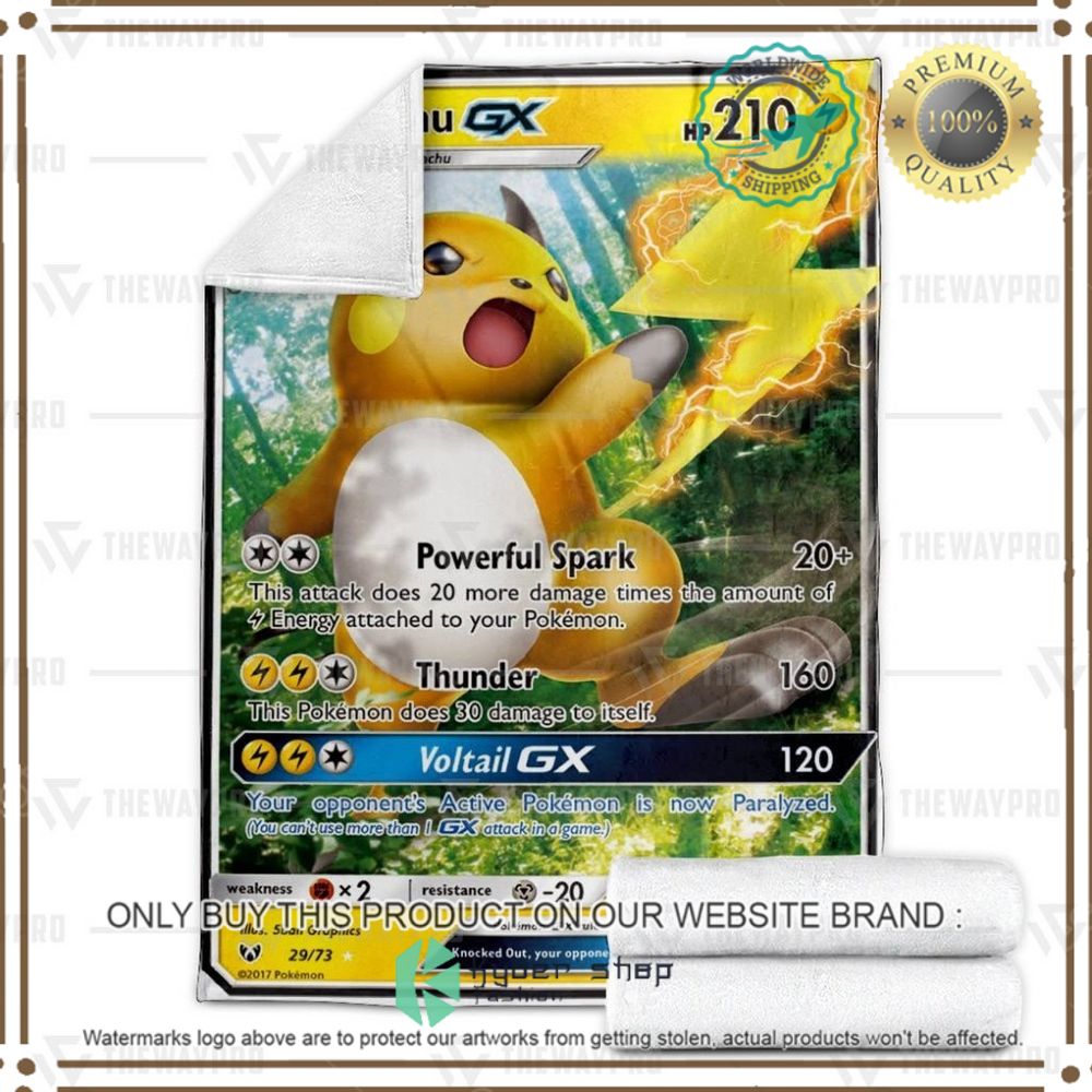 raichu gx shining legends custom pokemon soft blanket 2 71160