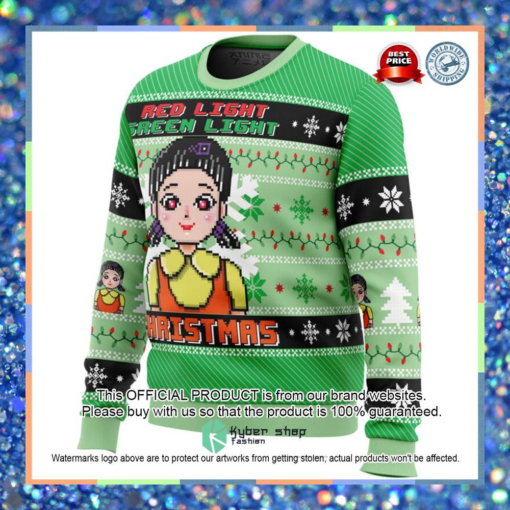 Red & Green Light Squid Game Christmas Sweater 10