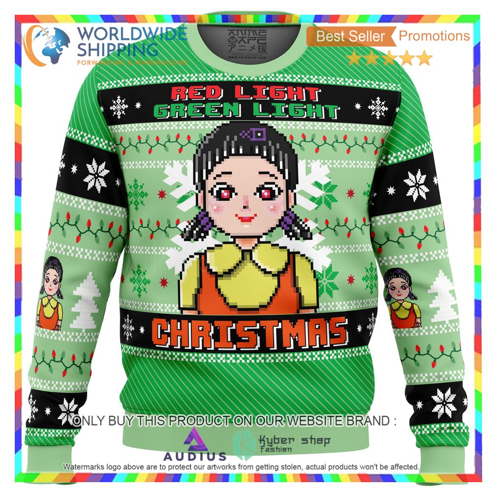 red green light squid game ugly christmas sweater 1 72059
