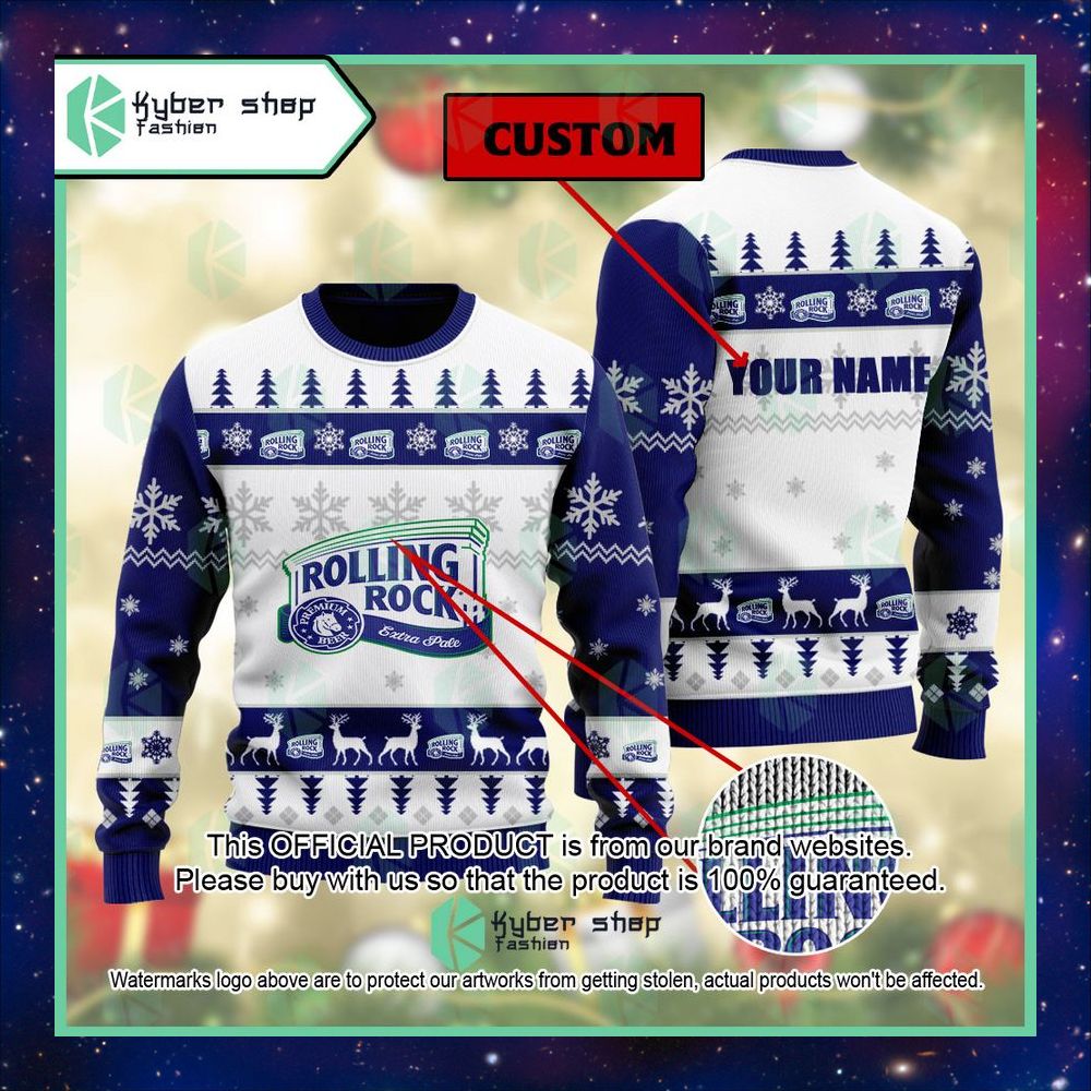 Personalized Rolling Rock Extra Pale Christmas Sweater 6 Personalized Rolling Rock Extra Pale Christmas Sweater word1