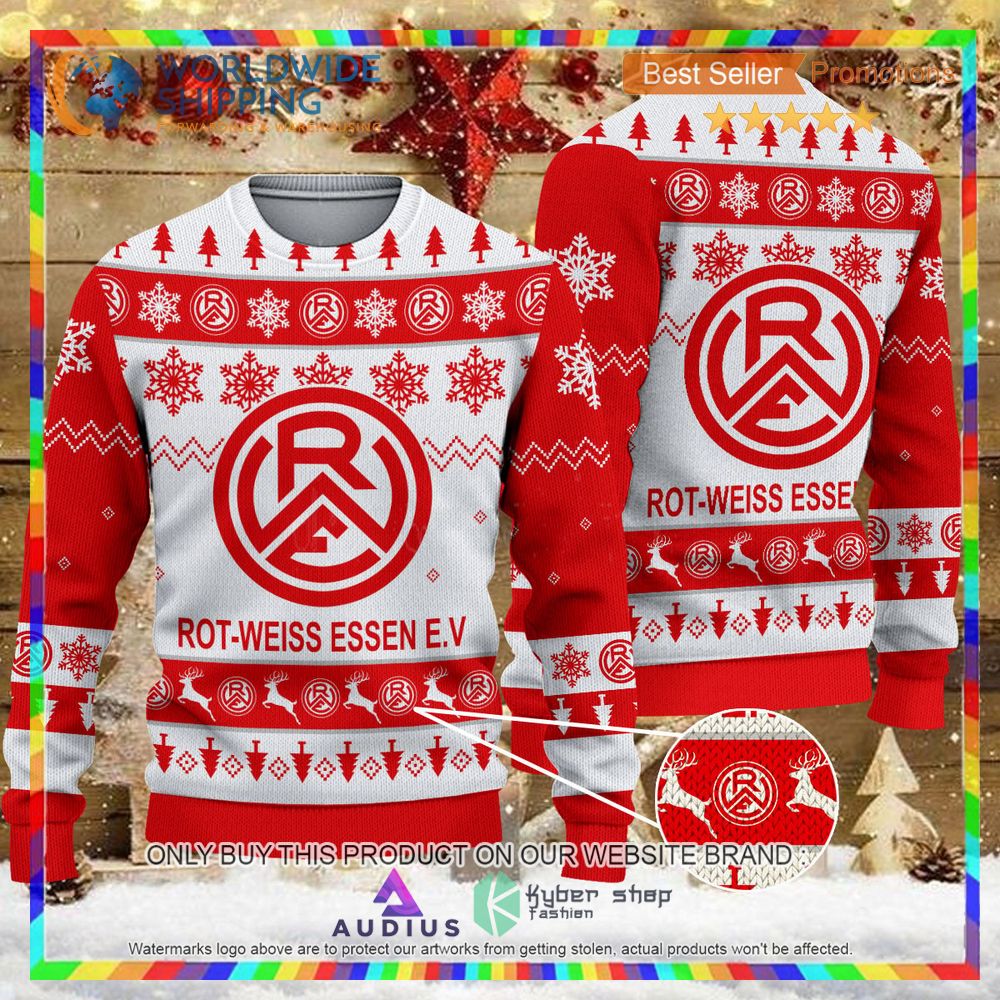 rot weiss essen e v white red ugly christmas sweater 1 36770