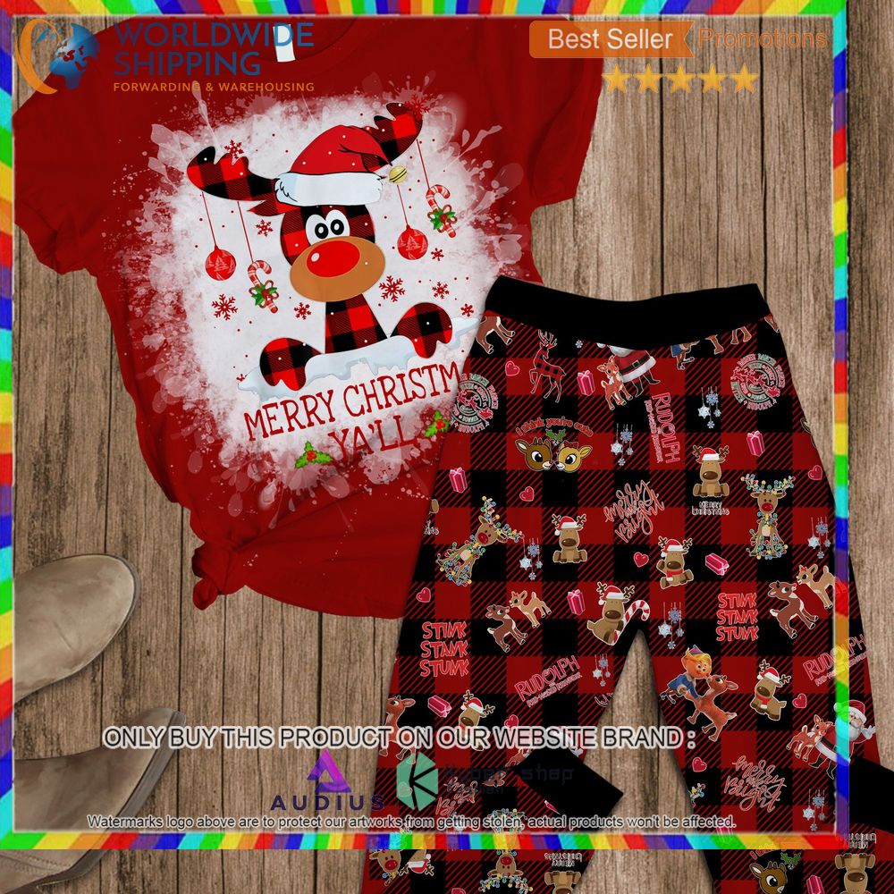rudolph merry christmas yall pajamas set 1 72139