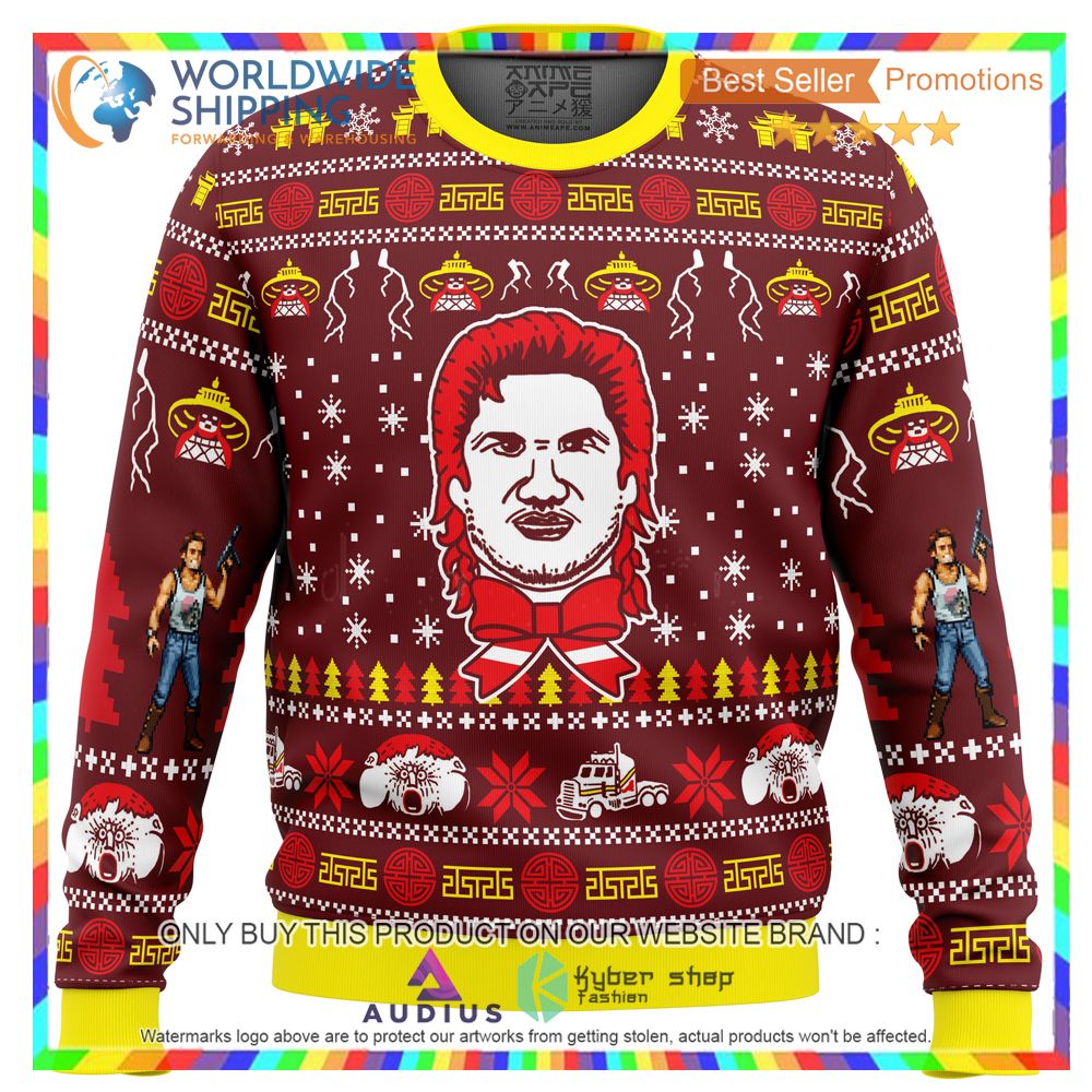 russell for the holidays big trouble in little china ugly christmas sweater 1 96860