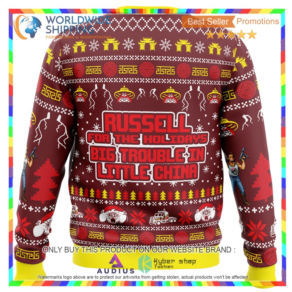 Russell for the Holidays Big Trouble in Little China Ugly Christmas Sweater 3 russell for the holidays big trouble in little china ugly christmas sweater 3 97365