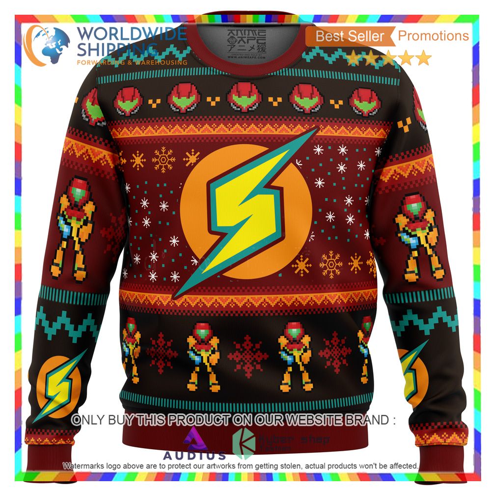 samus metroid ugly christmas sweater 2 40719