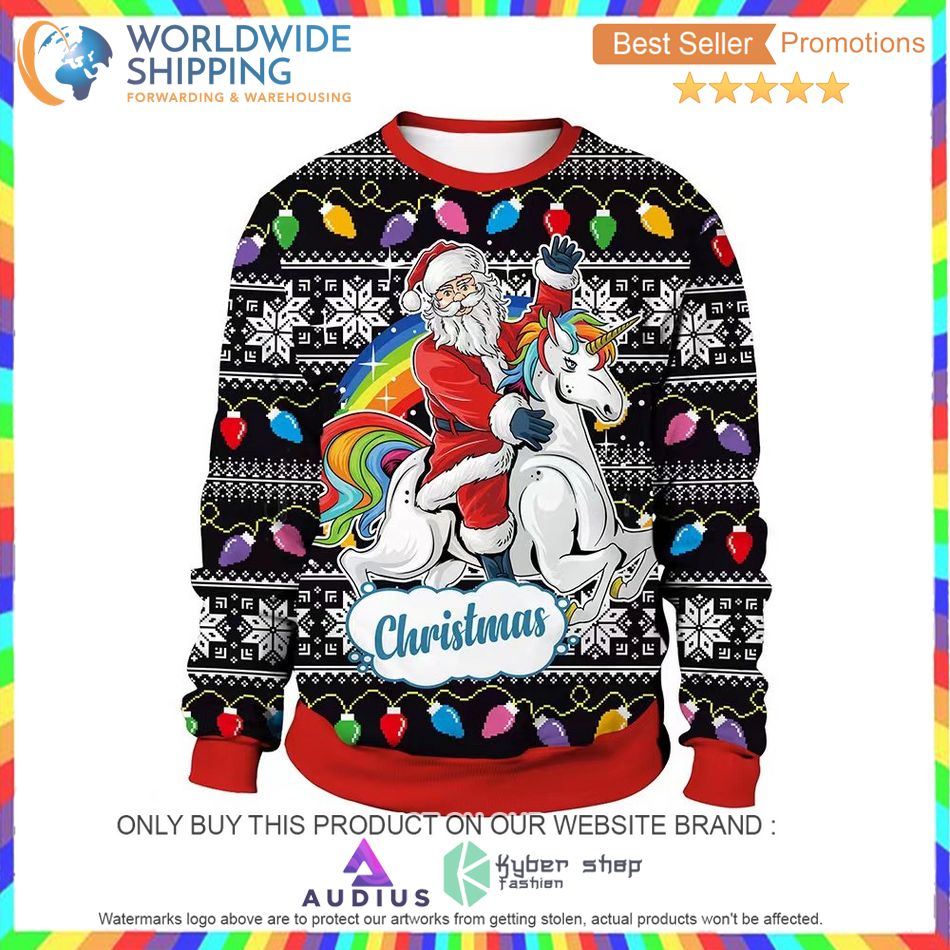 santa claus unicorn christmas sweater 1 81420