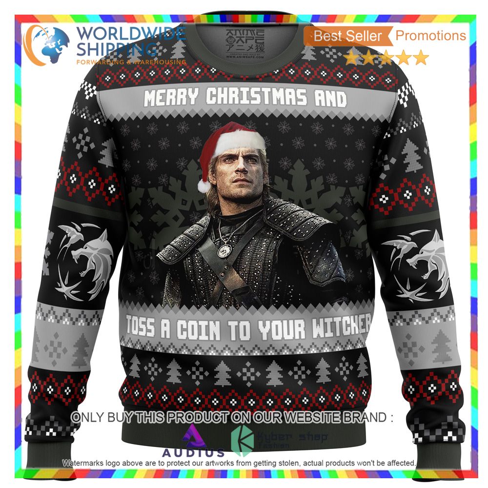 santa witcher the witcher ugly christmas sweater 1 14914
