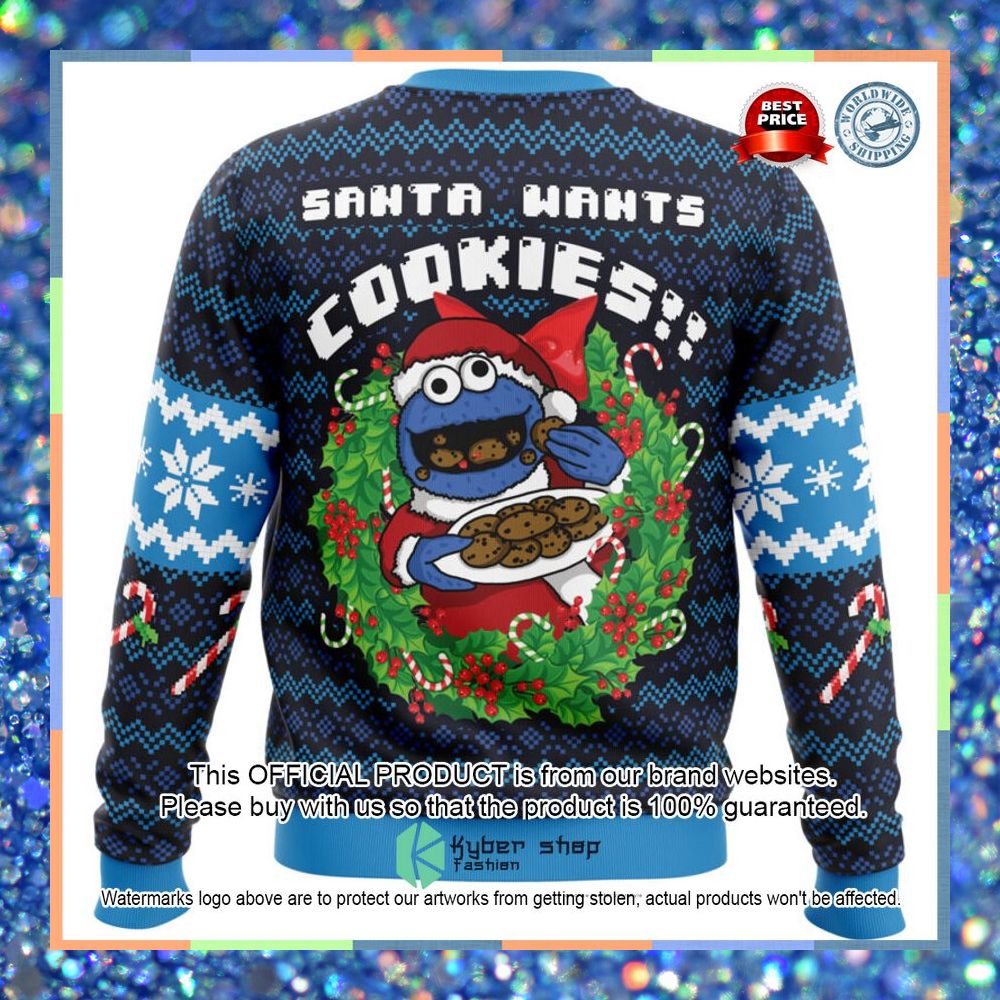 Santa's Cookies Cookie Monster Sweater Christmas 9