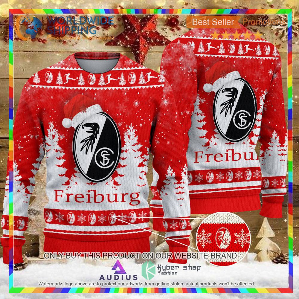 sc freiburg red ugly christmas sweater 1 93003
