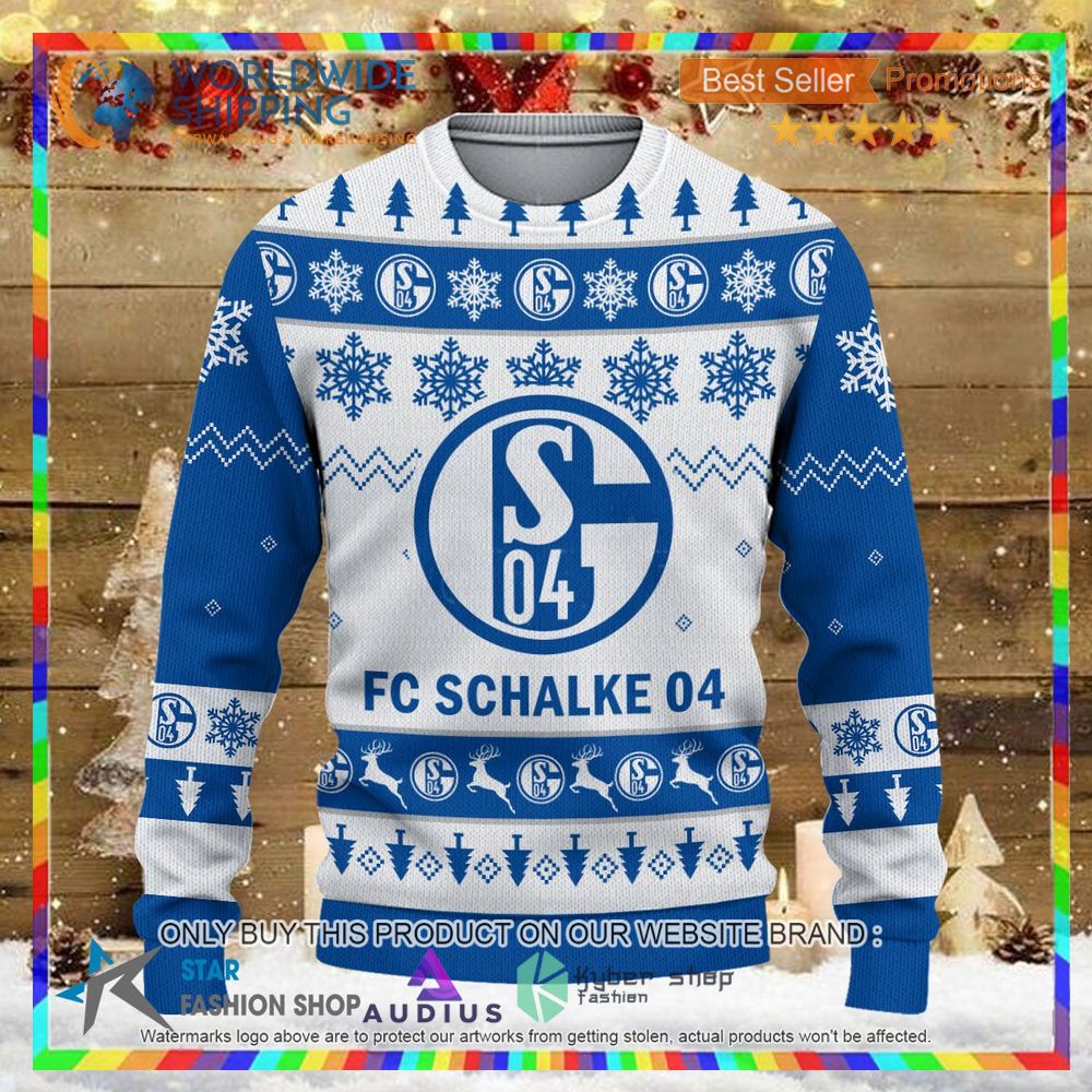 schalke 04 white blue ugly christmas sweater 2 27187