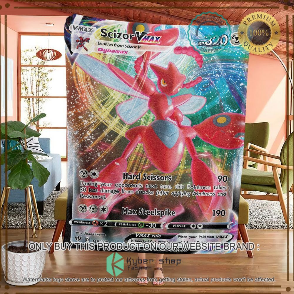 scizor vmax darkness ablaze custom pokemon soft blanket 2 79239