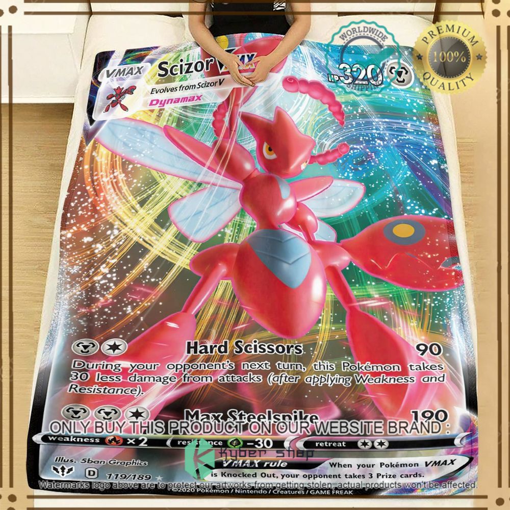 Scizor VMAX Darkness Ablaze Custom Pokemon Soft Blanket 3 scizor vmax darkness ablaze custom pokemon soft blanket 3 61698