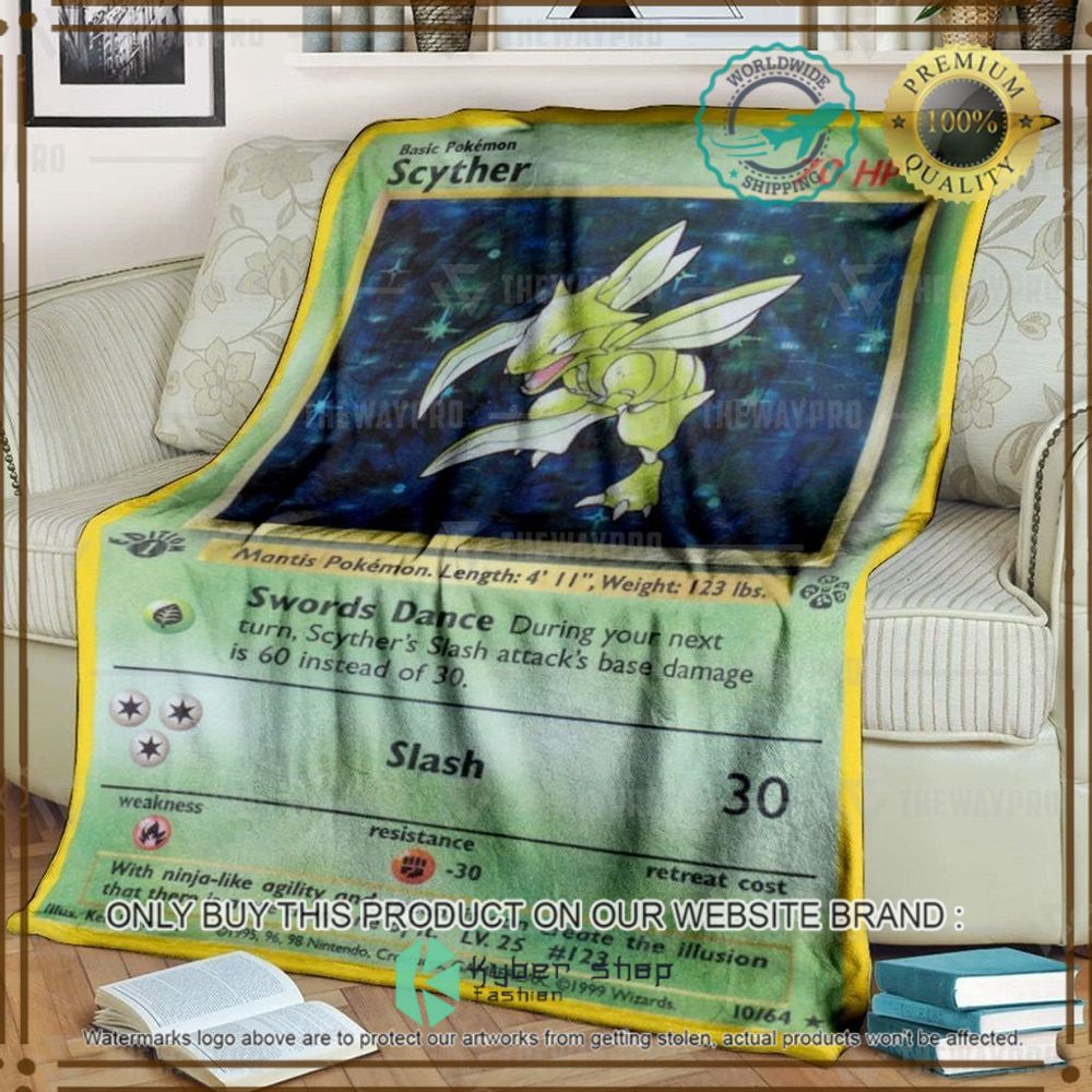 scyther holo 1st edition custom pokemon soft blanket 1 75941