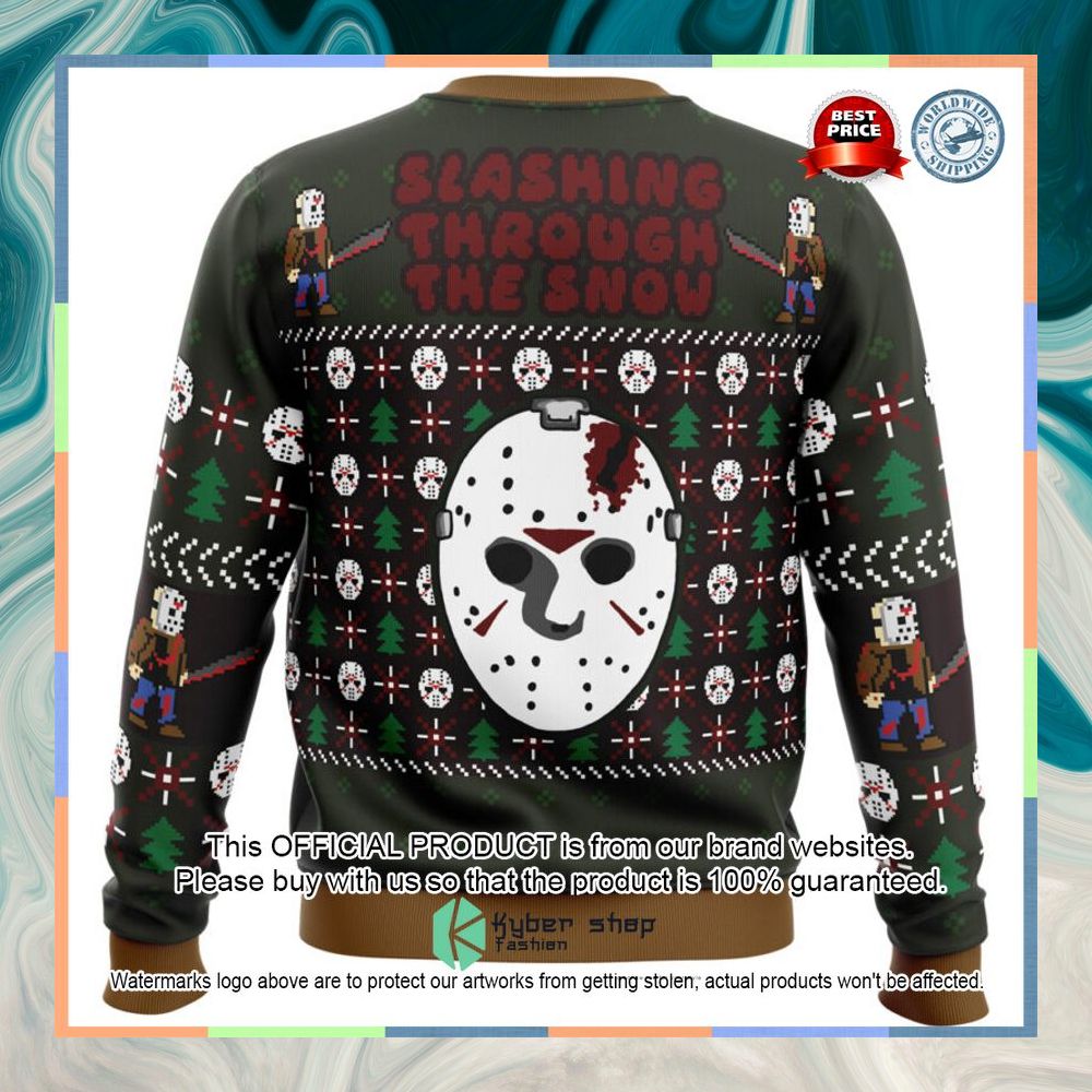 Slashing Through The Snow Jason Voorhees Christmas Sweater 4