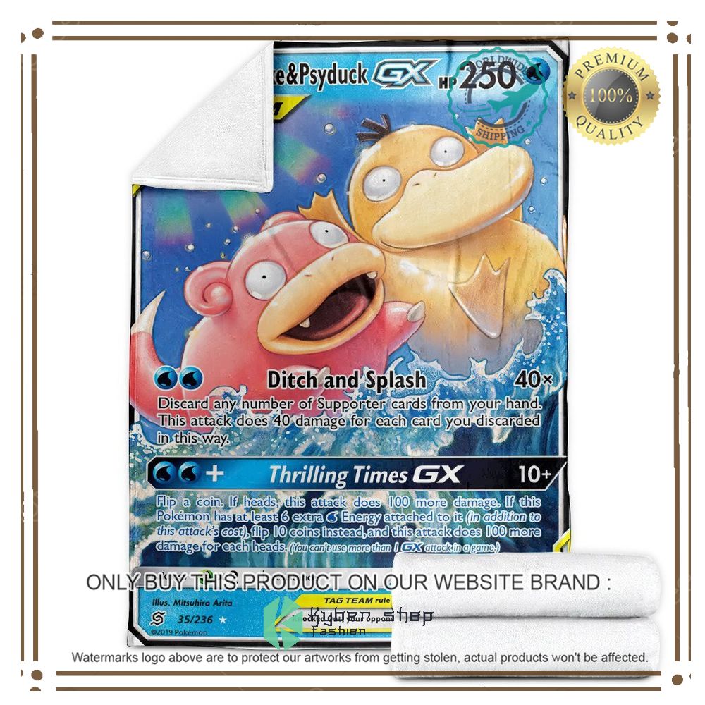 Slowpoke & Psyduck-GX Unified Minds Anime Pokemon Blanket 3 slowpoke psyduck gx unified minds anime pokemon blanket 3 20535