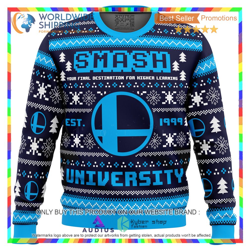 smash university super smash bros ugly christmas sweater 1 66785