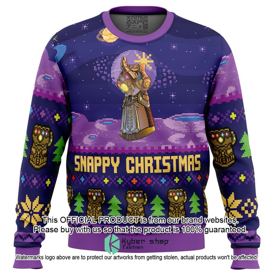 Snappy Christmas Infinity Gauntlet Marvel Christmas Sweater word1