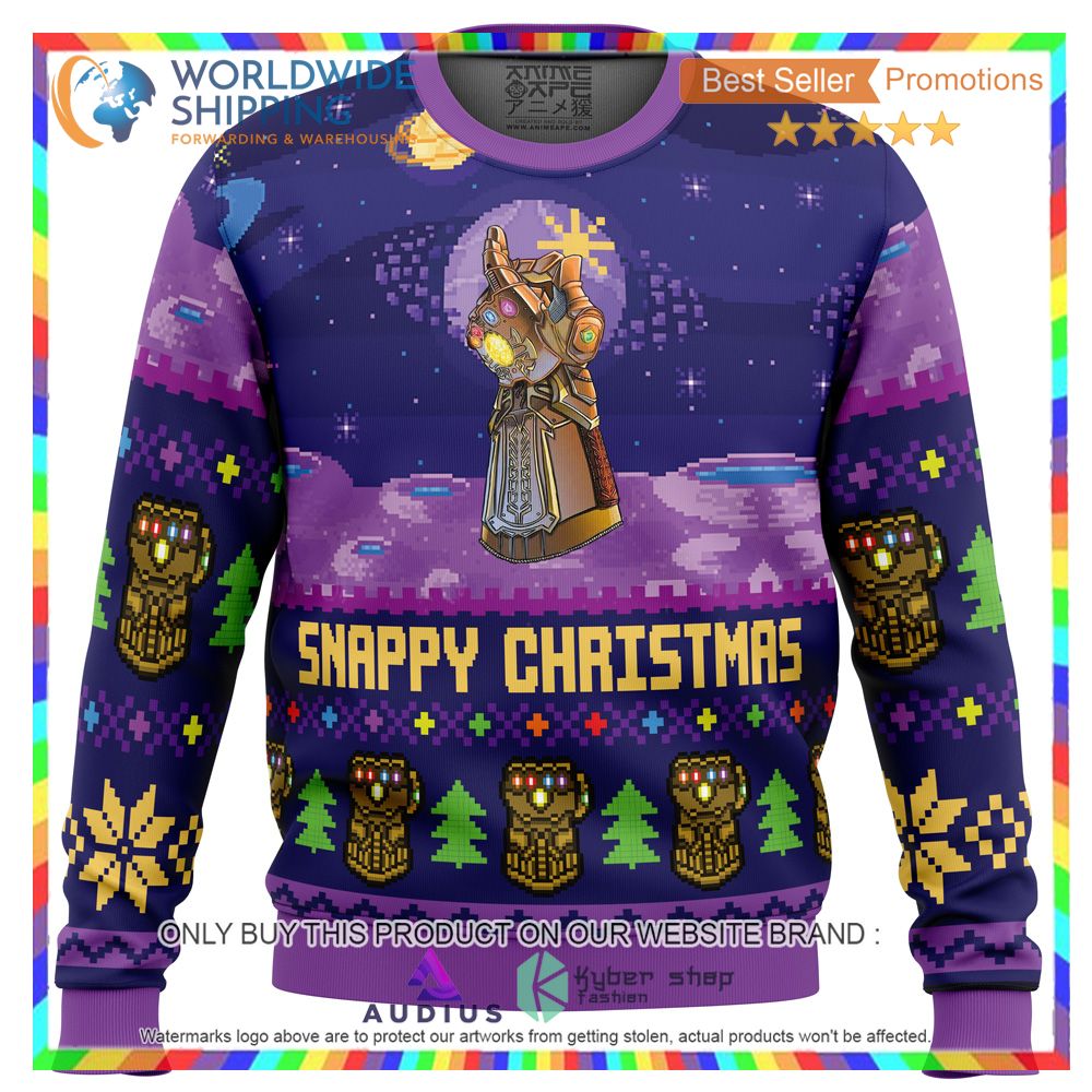 snappy christmas infinity gauntlet marvel ugly christmas sweater 2 35691