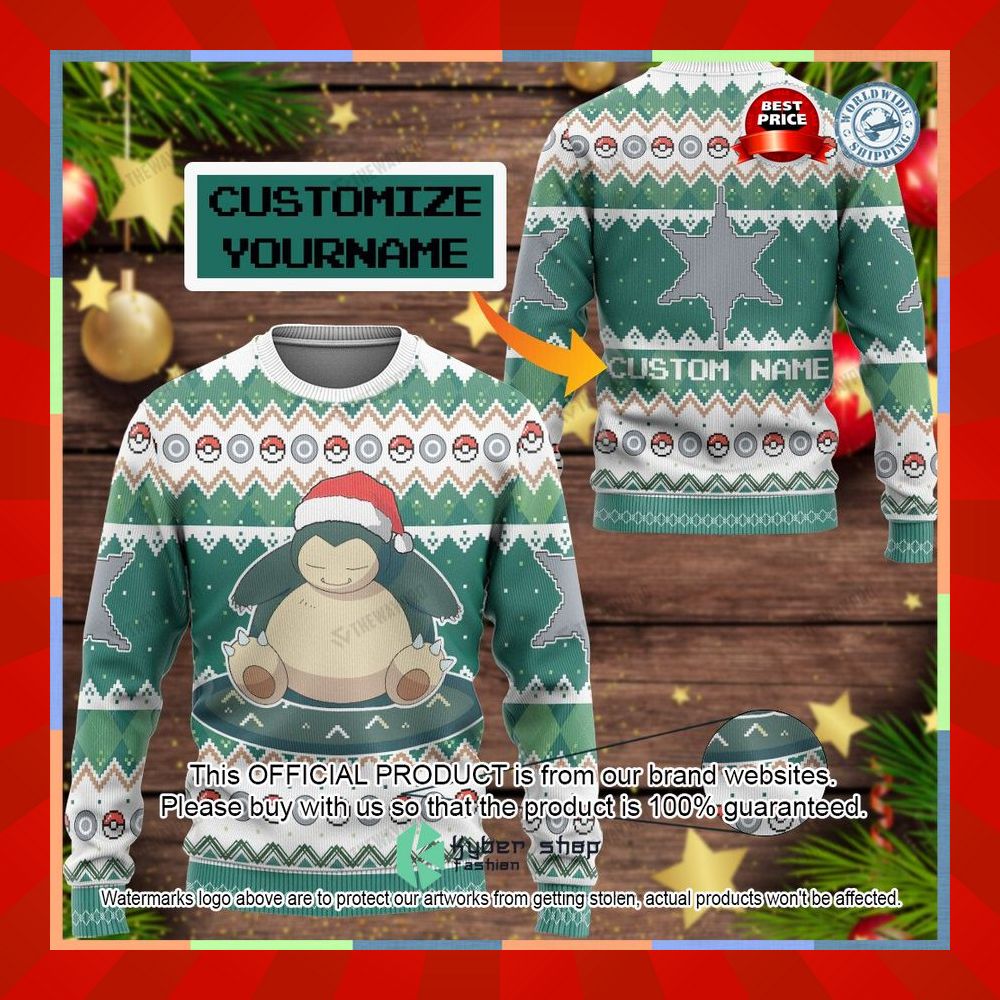 Snorlax Custom Name Christmas Sweater 3 Snorlax Custom Name Christmas Sweater word3
