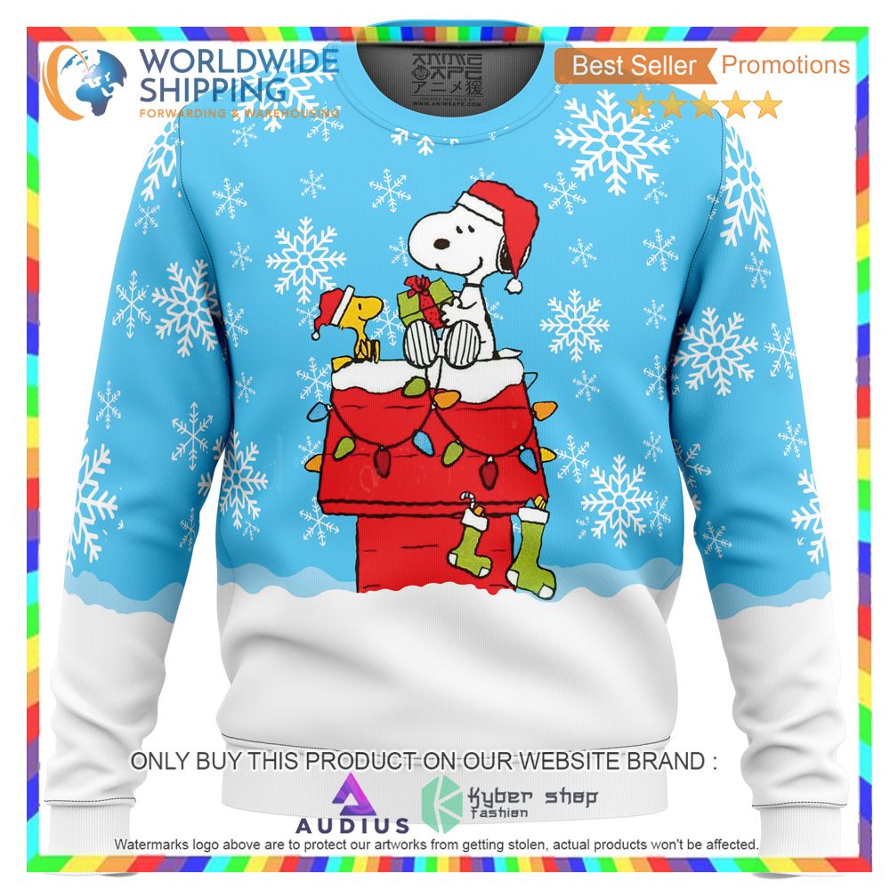 snowy christmas snoopy ugly christmas sweater 2 68764