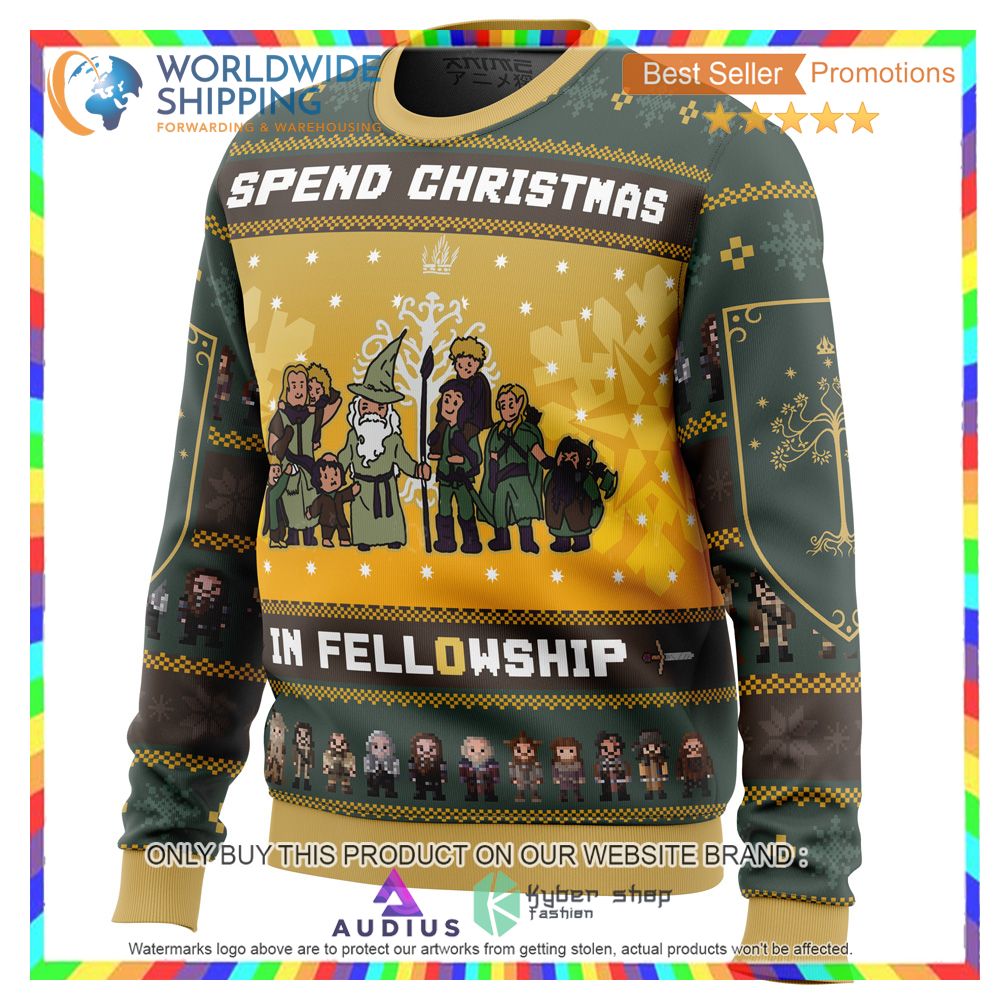 Spend Christmas in Fellowship The Lord of the Rings Ugly Christmas Sweater 3 spend christmas in fellowship the lord of the rings ugly christmas sweater 3 10363