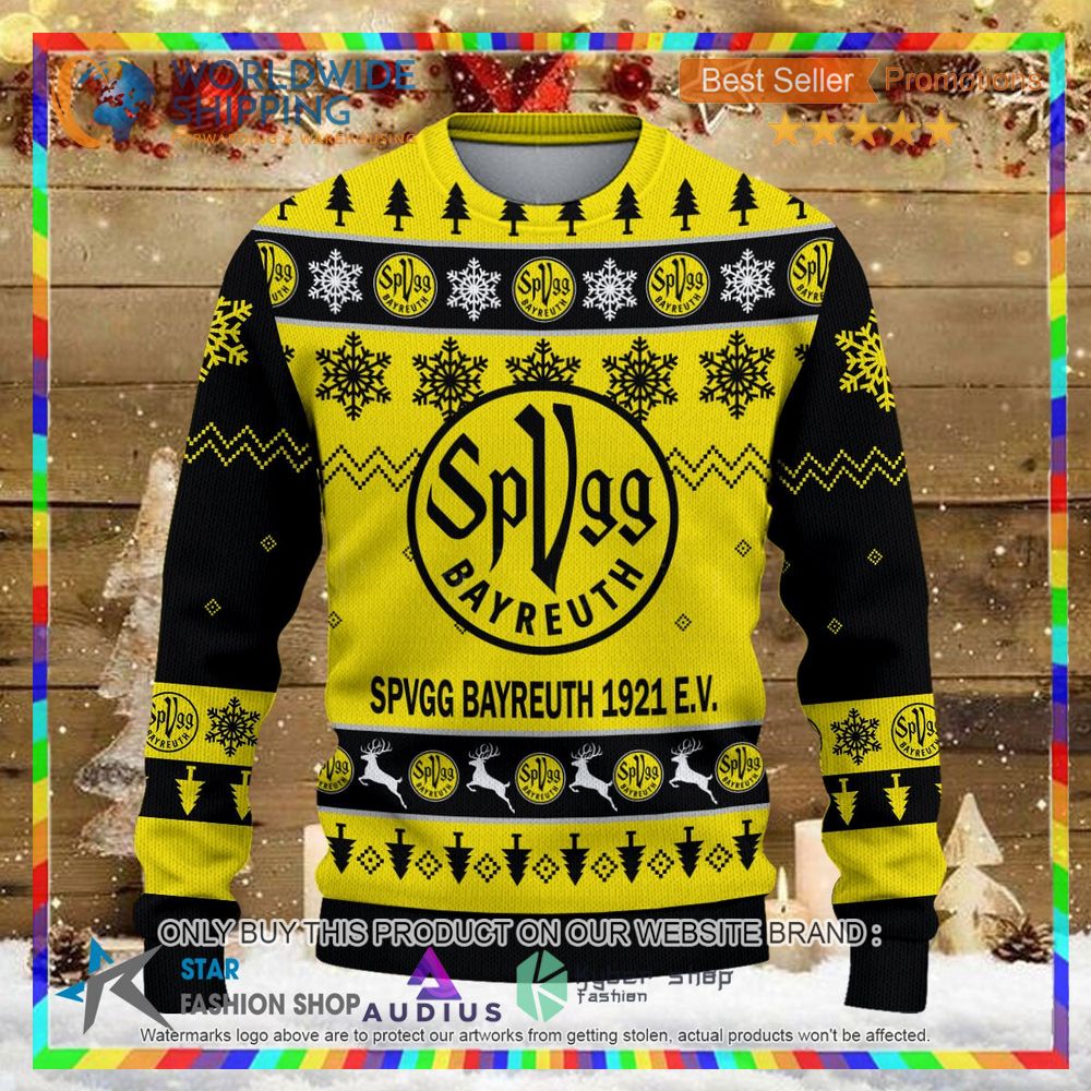 spvgg bayreuth 1921 e v yellow black ugly christmas sweater 2 53467