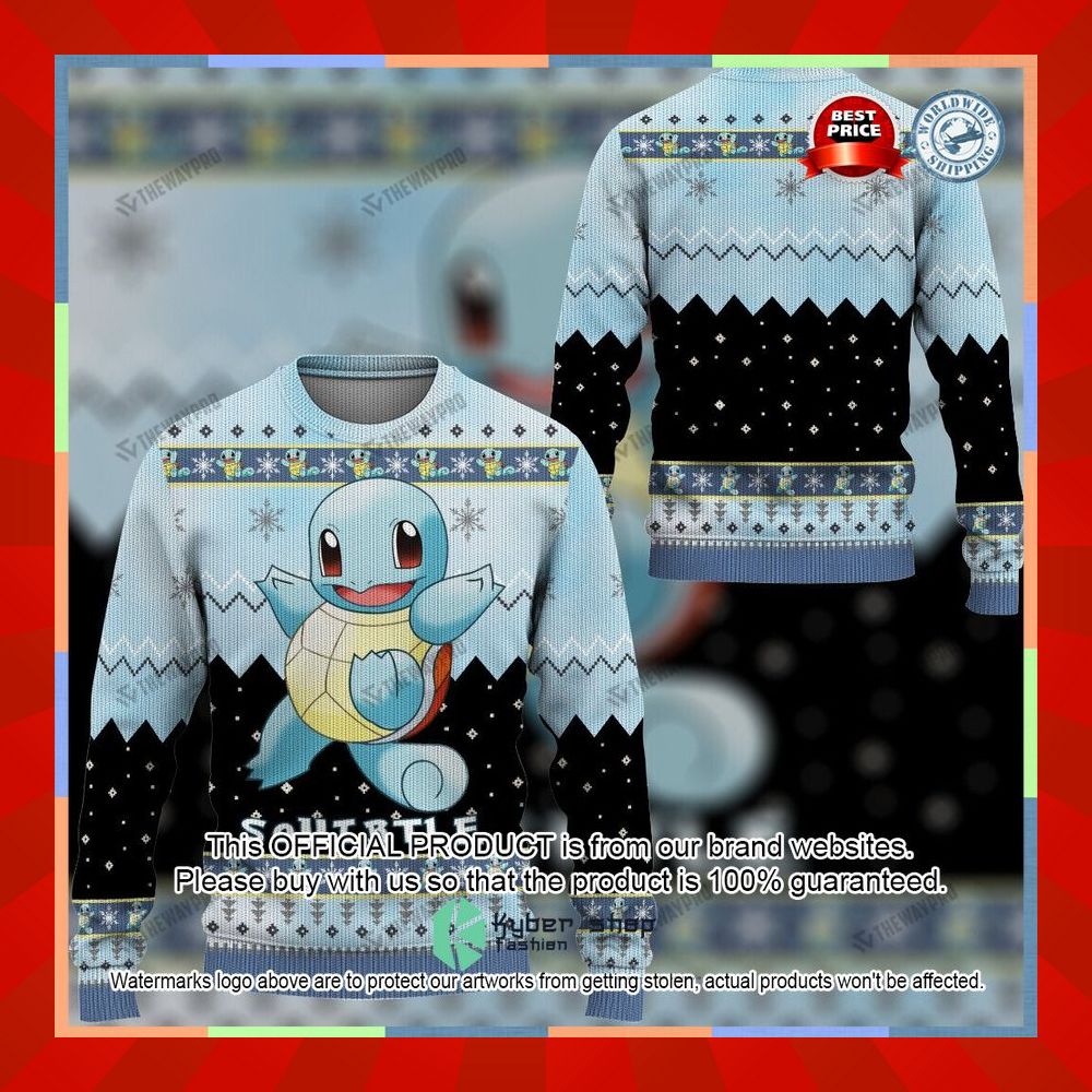 Squirtle blue black Christmas Sweater 5