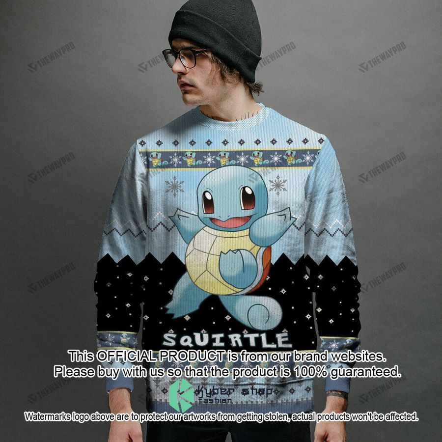Squirtle blue black Christmas Sweater 9